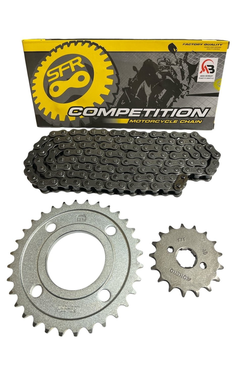 CG PERFORMANSLI ZİNCİR DİŞLİ SETİ - ÖN 17T + ARKA 32T + SFR ZİNCİR 428H x 110L CG - KUBA ÇİTA
