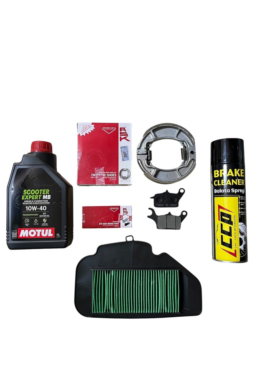 HONDA ACTİVA 125 ASK ÖN + ARKA BALATA + HAVA FİLTRESİ + MOTUL SCOOTER EXPERT YAĞ + BALATA SPREYİ