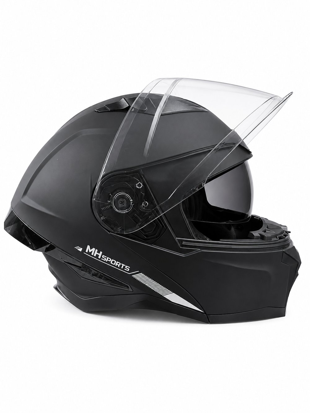 MAT SİYAH MOTOSİKLET KASKI ÇENE AÇILIR [GÜNEŞ VİZÖRLÜ] MH HELMET 