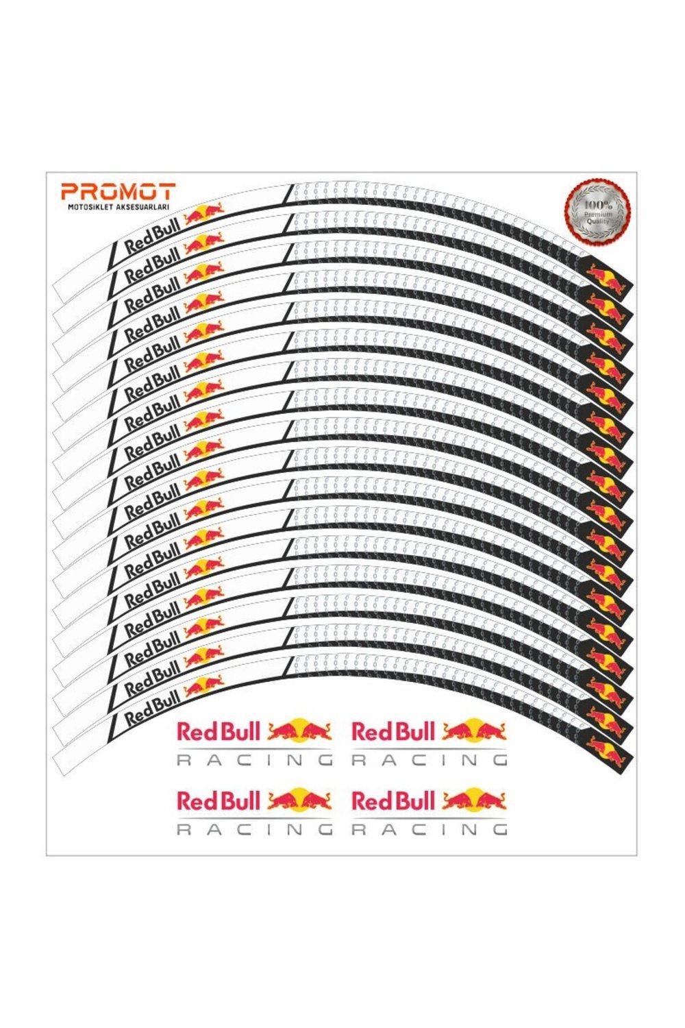 MOTOSİKLET JANT ŞERİDİ BEYAZ REDBULL UNİVERSAL