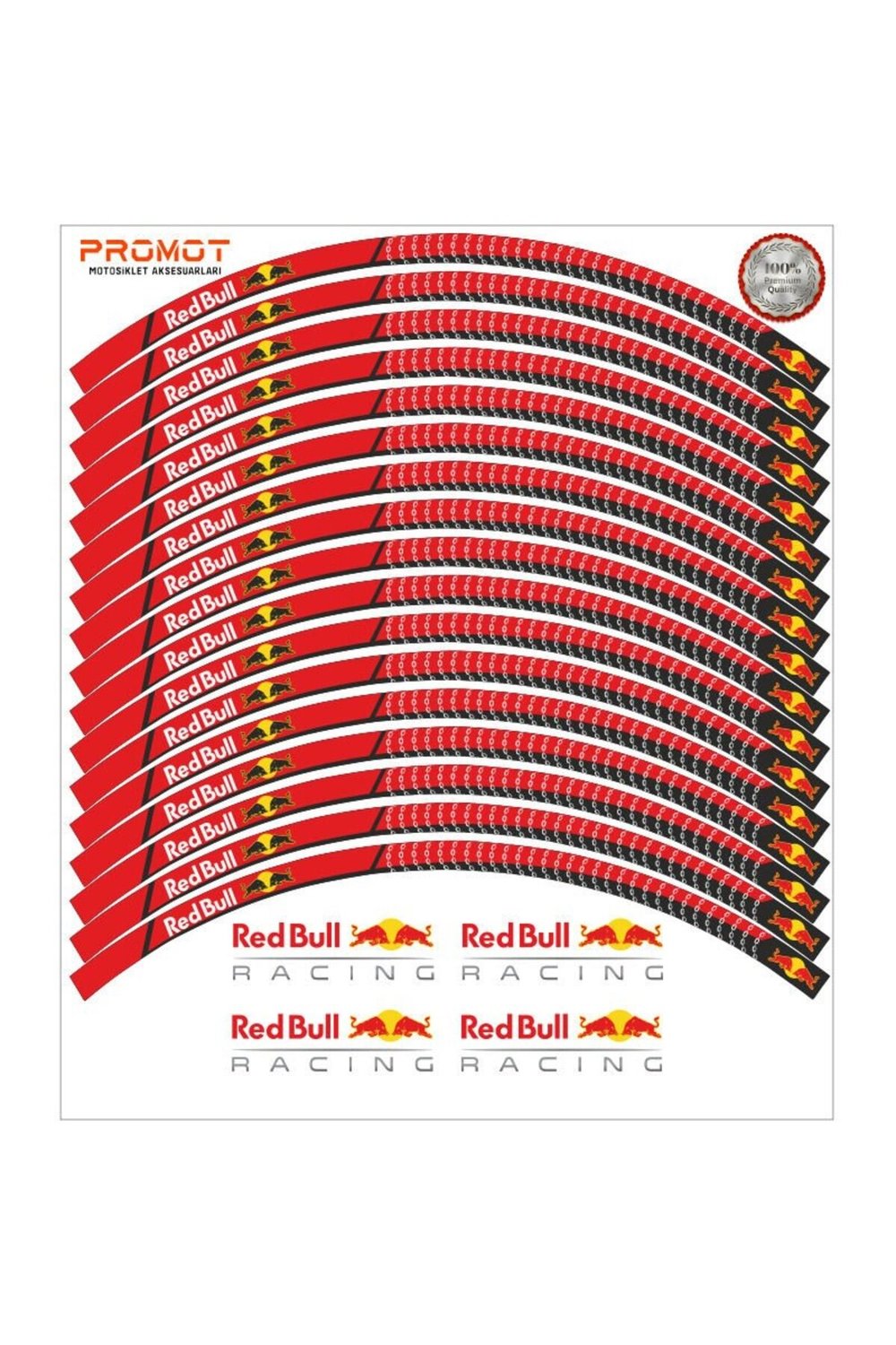MOTOSİKLET JANT ŞERİDİ KIRMIZI REDBULL UNİVERSAL