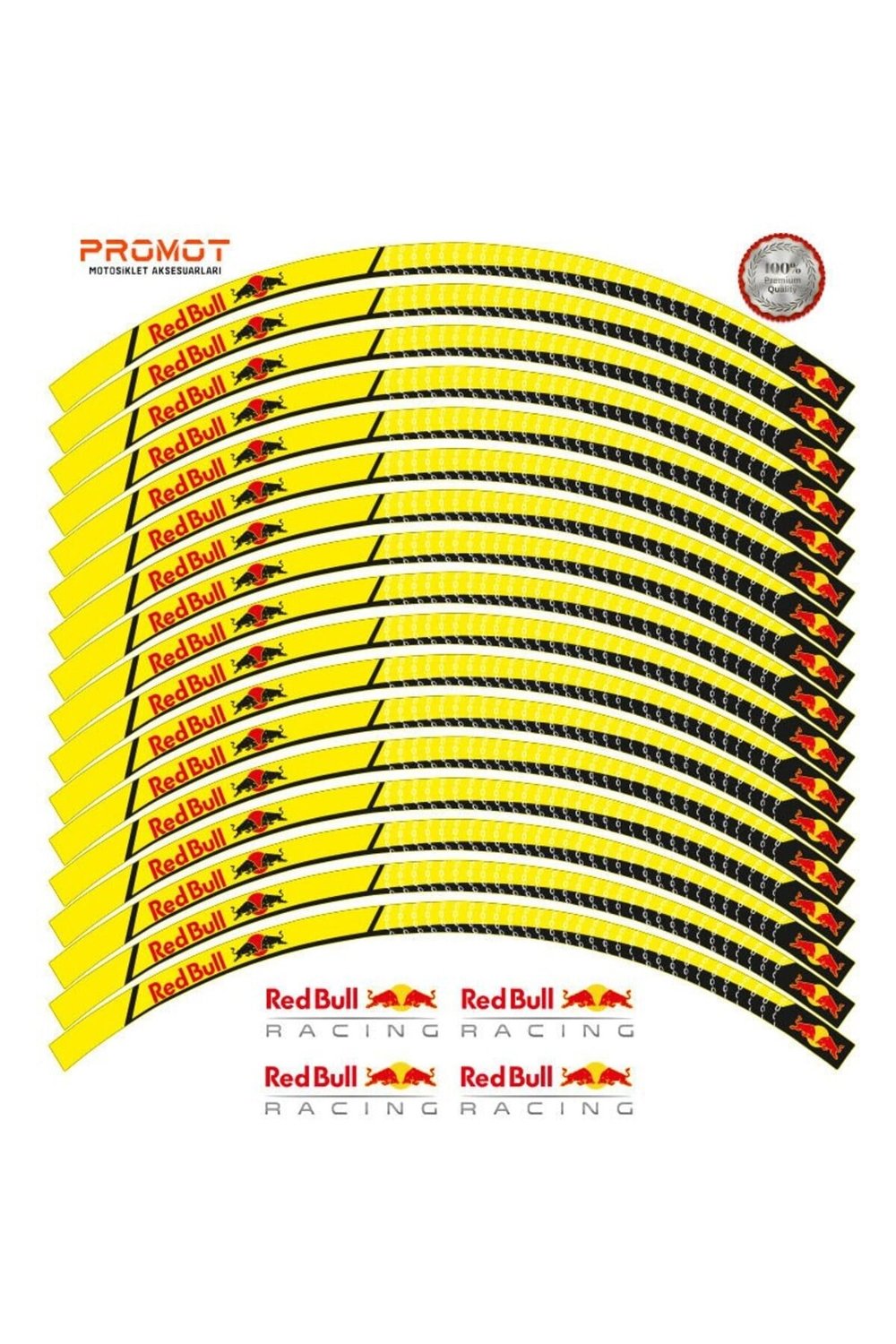 MOTOSİKLET JANT ŞERİDİ SARI REDBULL UNİVERSAL