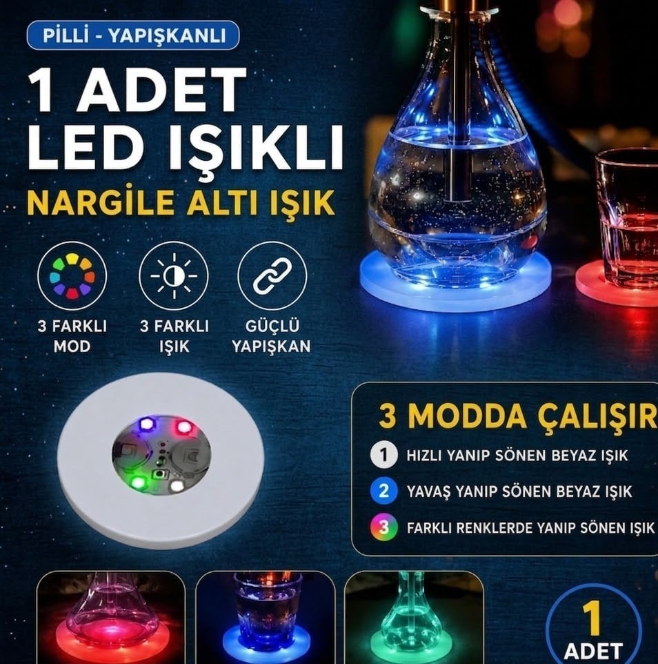 Nargile Altı Renk Değiştiren RGB LED Aydınlatma