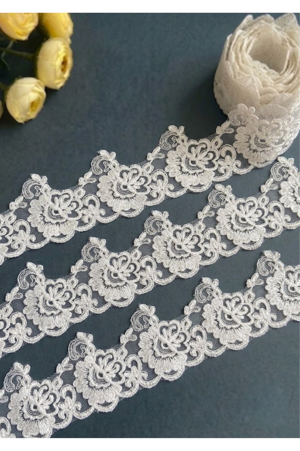 Fransız Dantel Kb7381 13,5mt-beyaz