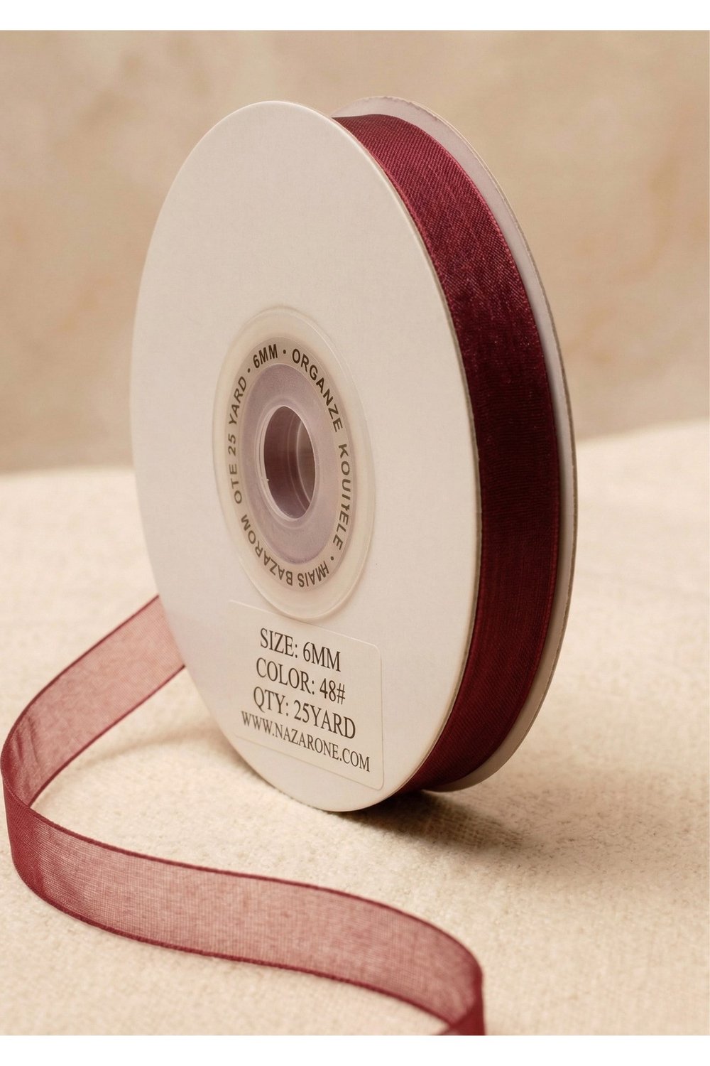 Organze Kurdele 6mm/23mt-bordo(1007)