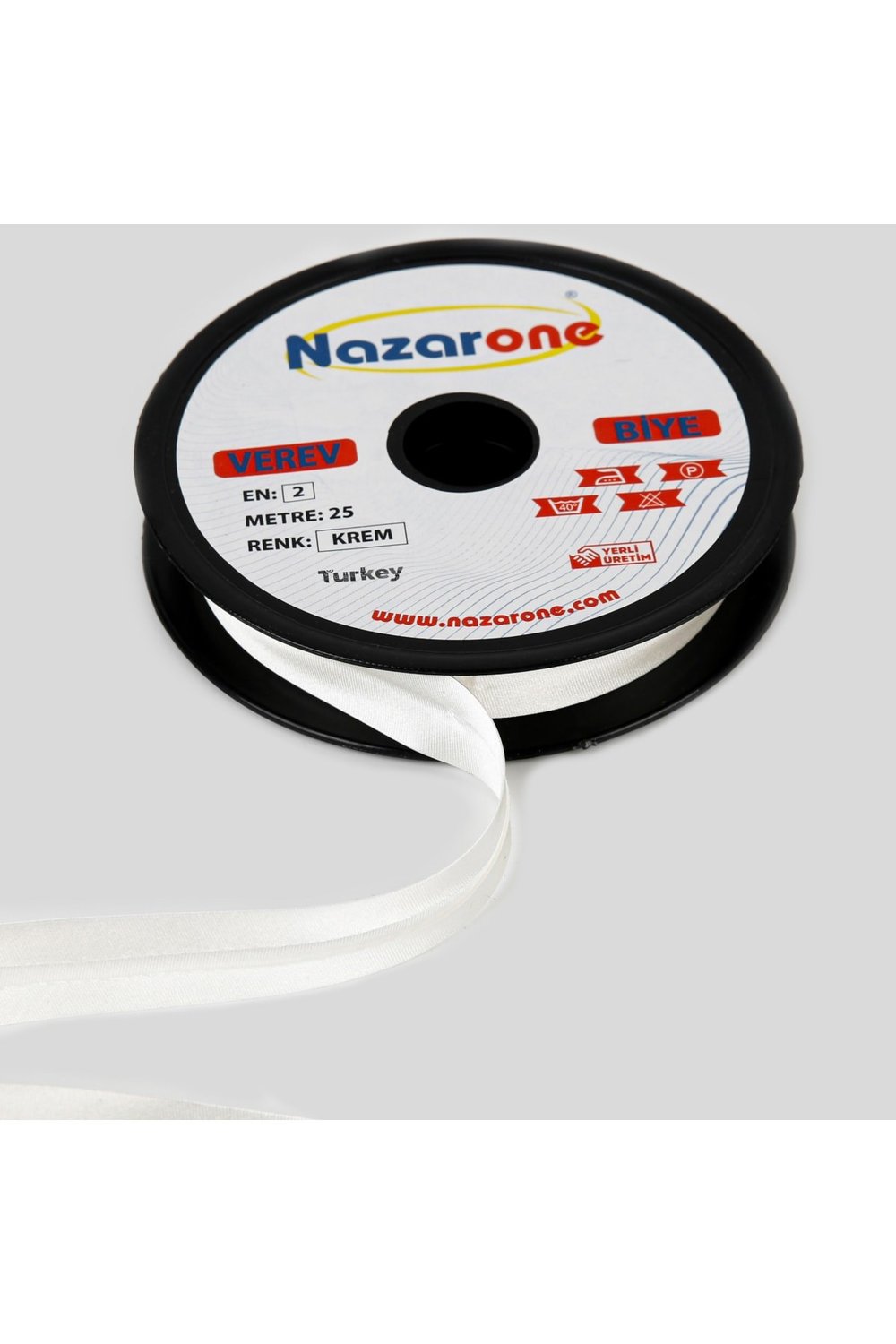 Saten Biye 2cm- 25mt- Krem