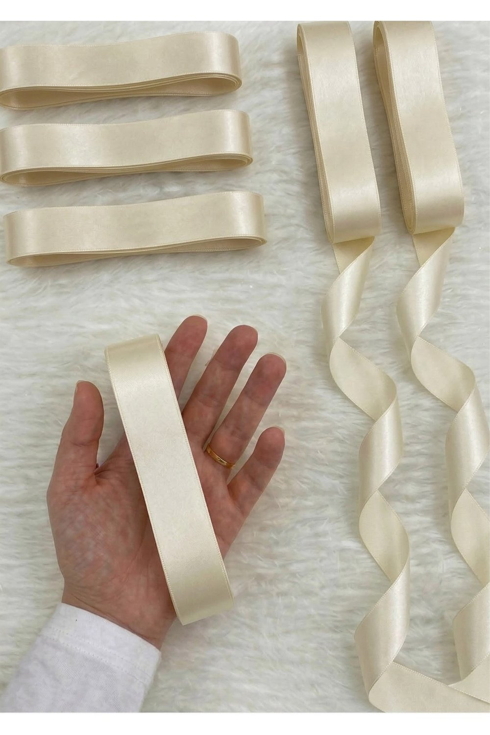 Saten Kurdele 3cm-10mt-krem(103)