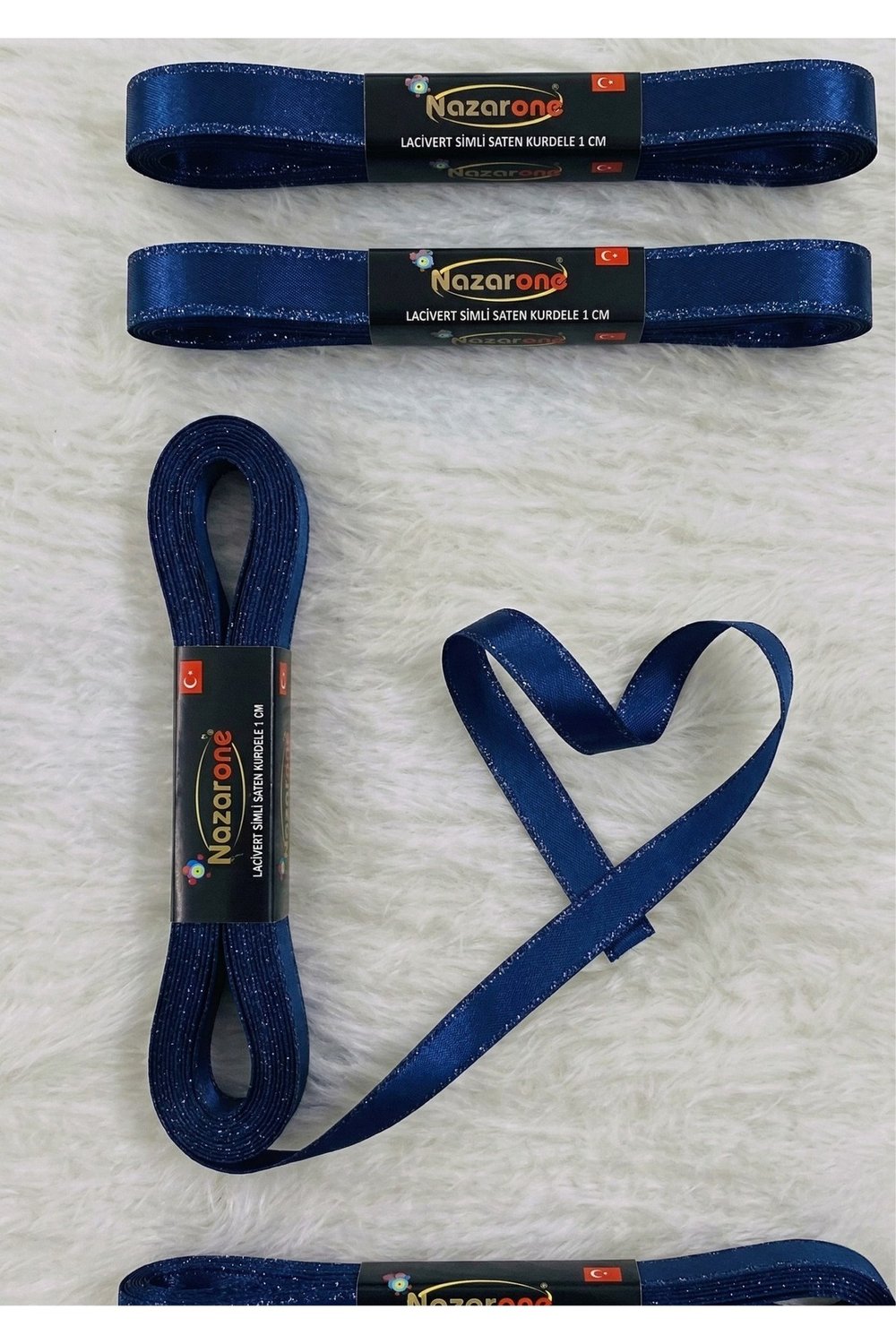 Saten Simli Kurdele 1cm-10mt-lacivert