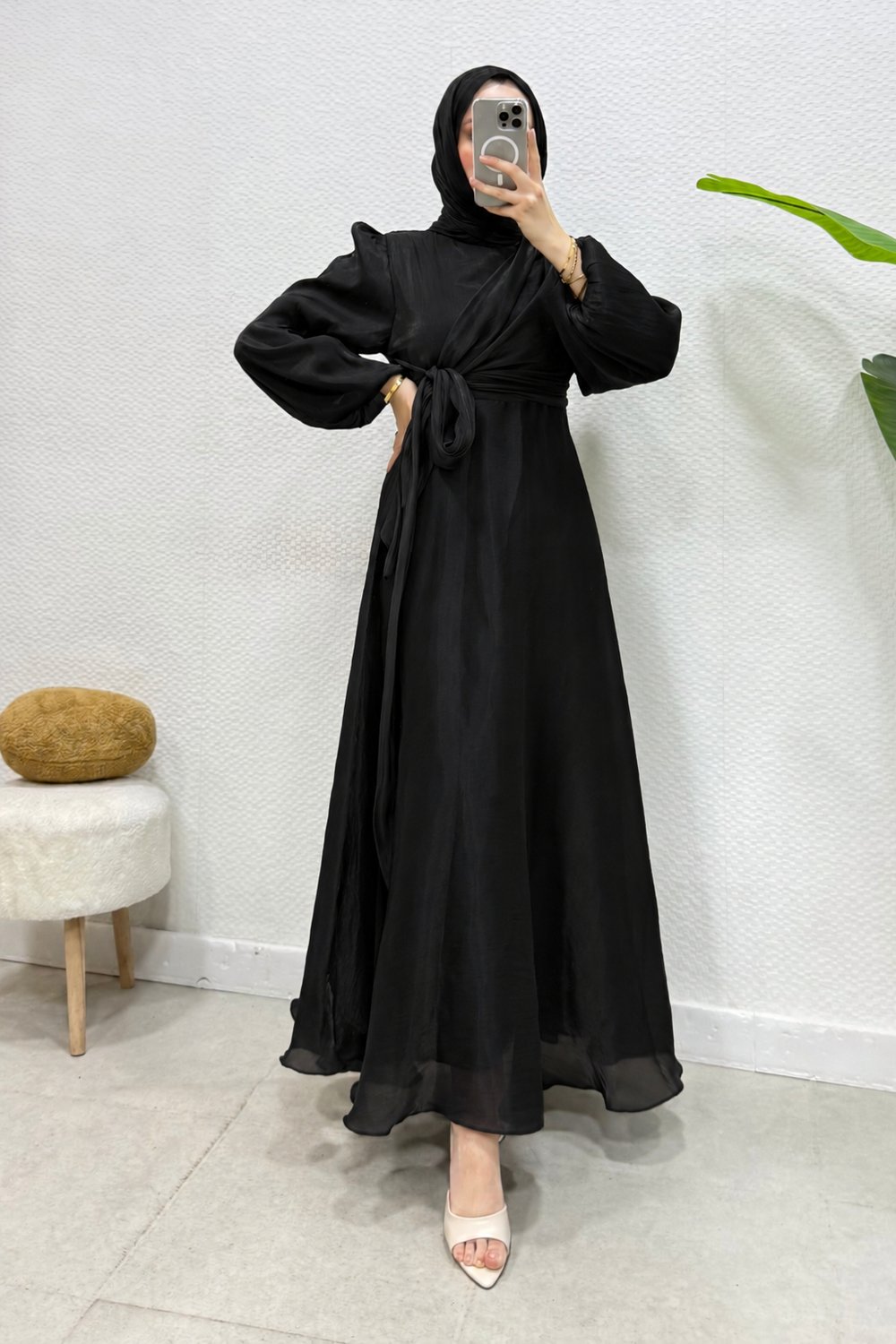 Yandan Bağlamalı Jan Jan Abiye -Siyah