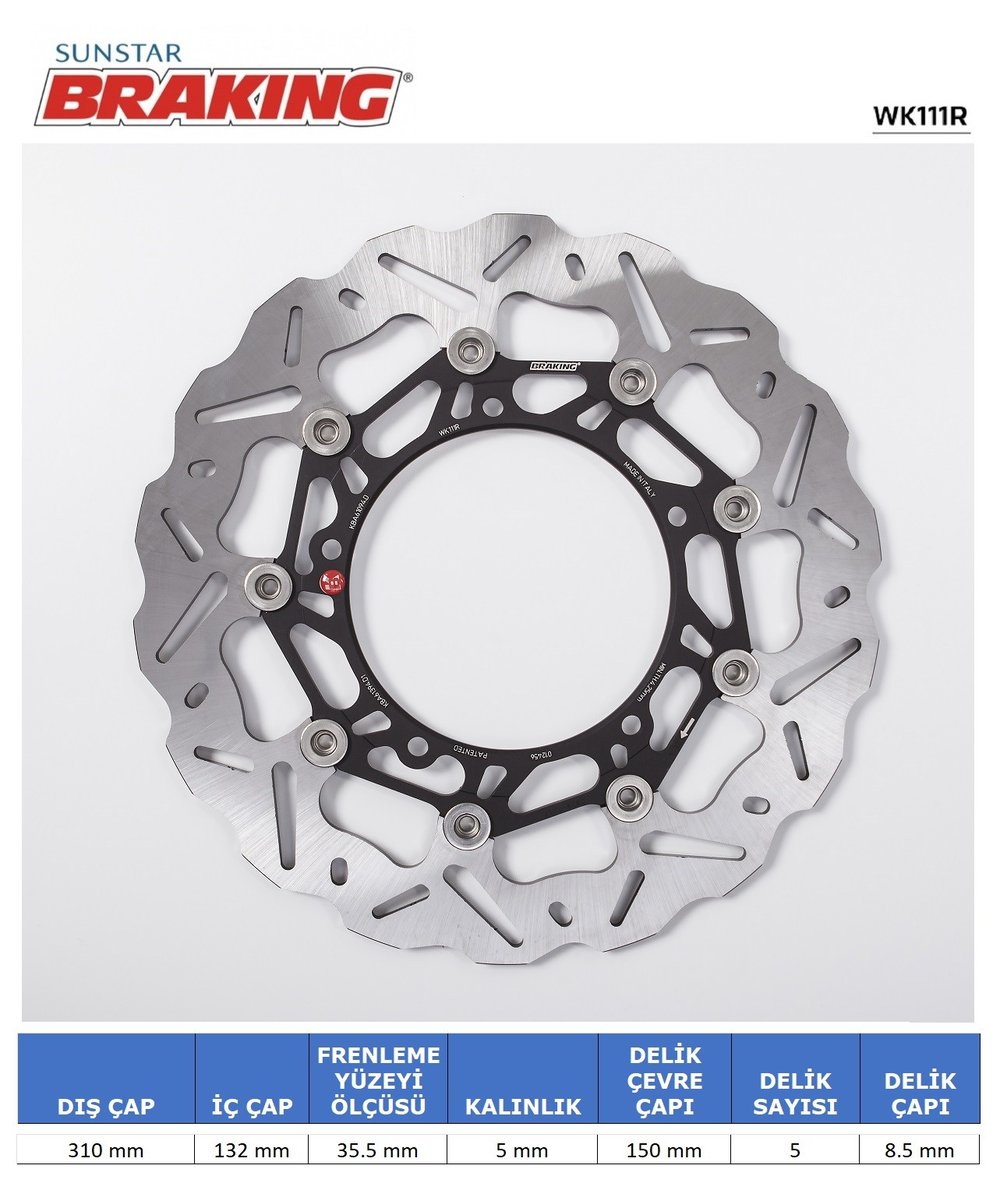 BRAKING YAMAHA R6 / FZ8 / XTZ 1200 DALGALI ÖN PERFORMANS FREN DİSKİ (SAĞ)