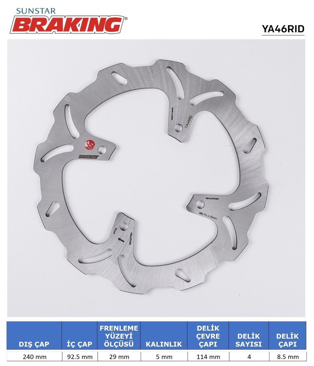 BRAKING YAMAHA X-MAX 250 / X-CITY DALGALI ARKA FREN DİSKİ (4 DELİK)