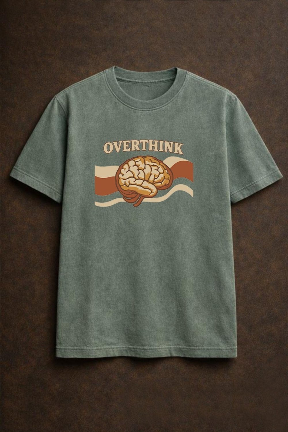 Yeşil Overthink Baskılı Pamuklu Unisex Tişört