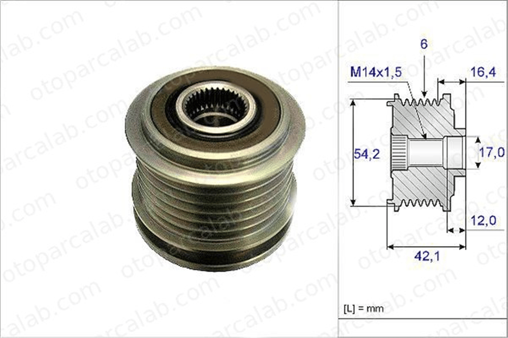 ABA YT850181 Alternatör Kasnağı A.B.A YT850181 FORD C-MAX FOCUS II 1692417 68045506AA