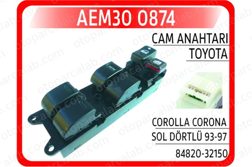 AEM 30 0874 Cam Açma Düğmesi Ön Sol TOYOTA CAMRY CAMRY Station wagon 8482032150 9482012180
