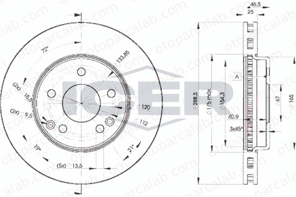 AP M2601VR Fren Disk Ayna Ön Sağ ve Sol MERCEDES-BENZ C-SERISI T-Model C-SERISI 2104210712 A2104210712