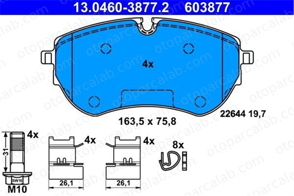 ATE 13.0460-3877.2 Fren Disk Balata Ön VW AMAROK AMAROK Platform şasi 2H6698151 2H6698151A
