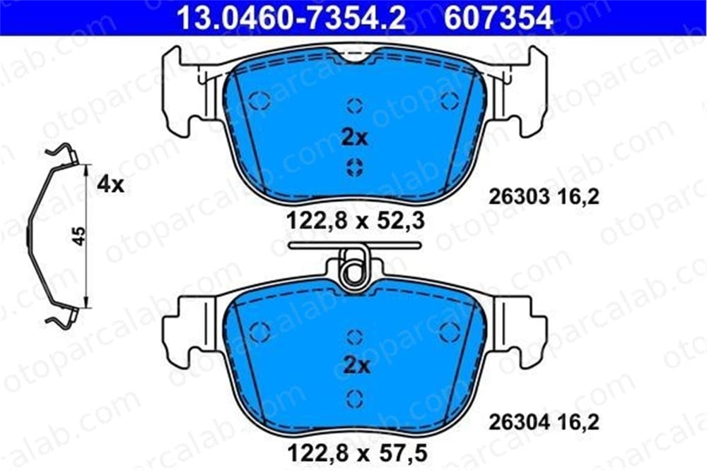 ATE 13.0460-7354.2 Fren Disk Balata Arka SKODA OCTAVIA IV Combi VW GOLF VIII 5WA698451K 5WA698451