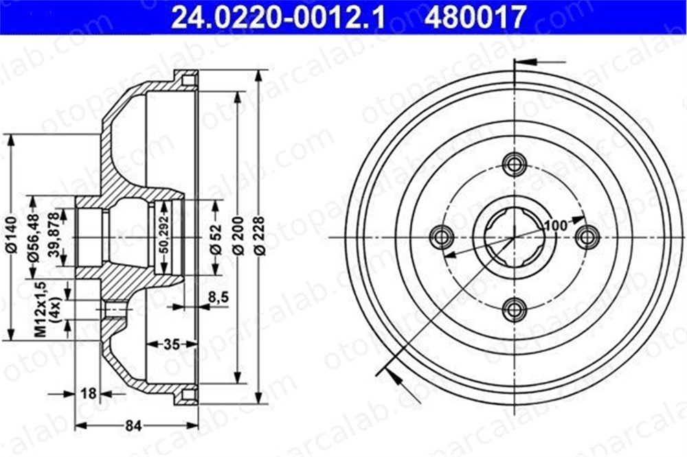 ATE 24.0220-0012.1 Kampana Arka Sağ veya Sol OPEL CORSA A Hatchback CORSA A TR 6R0609617C 418117
