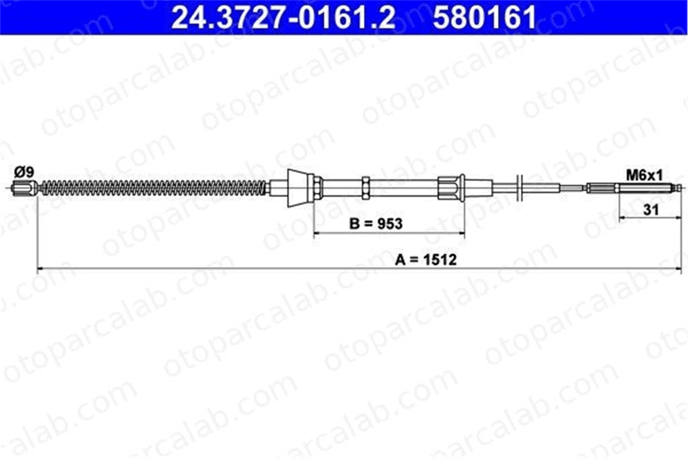 ATE 24.3727-0161.2 El Fren Teli Arka Sağ veya Sol VW POLO III SEAT IBIZA II 6K9609721 6N0609721B