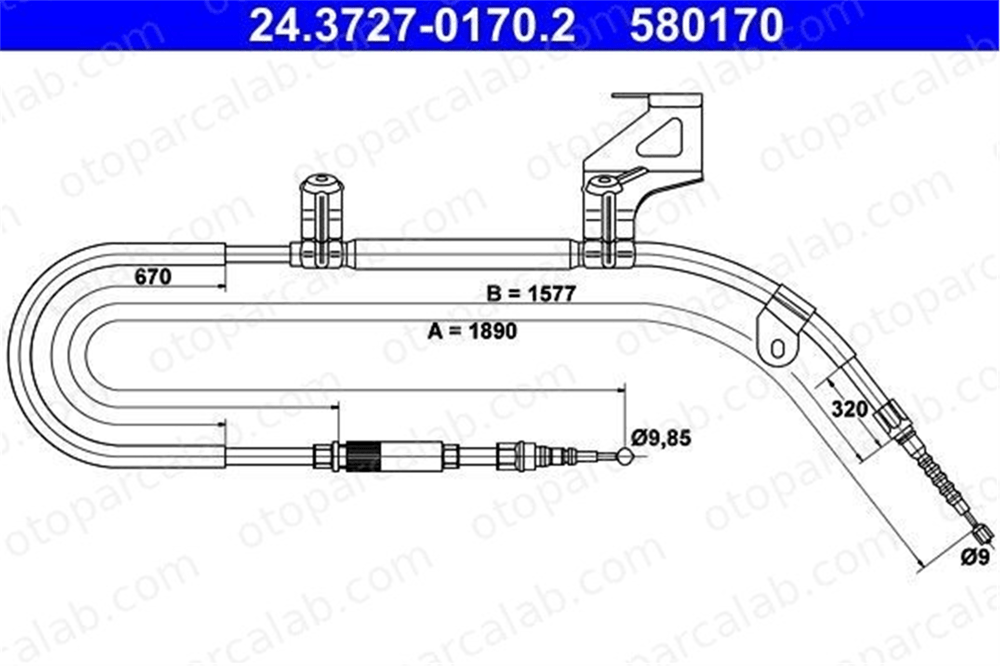 ATE 24.3727-0170.2 El Fren Teli Arka Sağ VW PASSAT B5 PASSAT B5 Variant 3B0609722F 3B0609722K