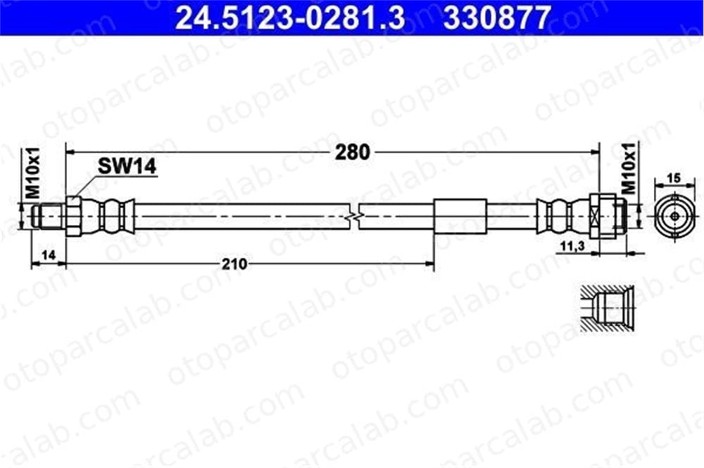 ATE 24.5123-0281.3 Fren Hortumu Arka Sağ veya Sol MERCEDES-BENZ C-SERISI C-SERISI T-Model A2104280035 1684280335