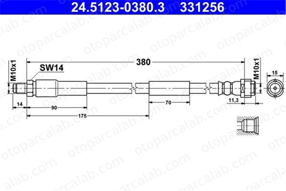 ATE 24.5123-0380.3 Fren Hortumu Ön Sağ veya Sol MERCEDES-BENZ E-SERISI E-SERISI T-Model A2204200048 2114200848