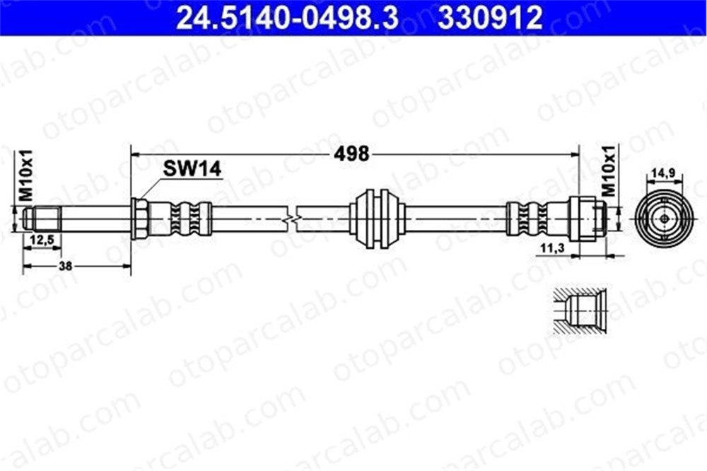 ATE 24.5140-0498.3 Fren Hortumu Ön Sağ veya Sol MERCEDES-BENZ VITO Minibüs/Otobüs VITO / MIXTO Panelvan/Van A6394280835 6394280335