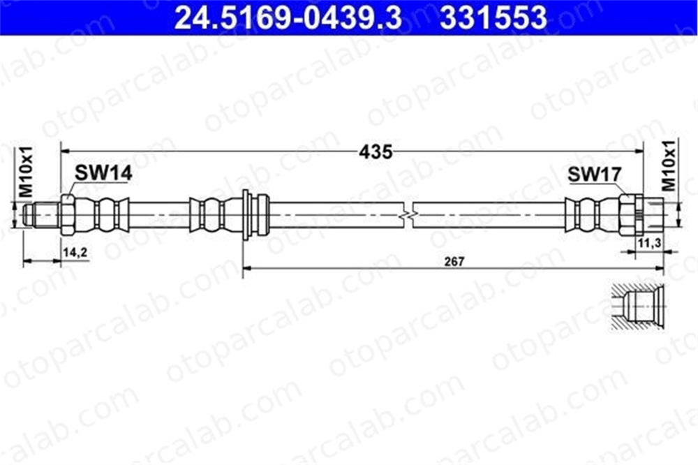 ATE 24.5169-0439.3 Fren Hortumu Arka Sağ veya Sol BMW X5 X6 34306853744 34306776293