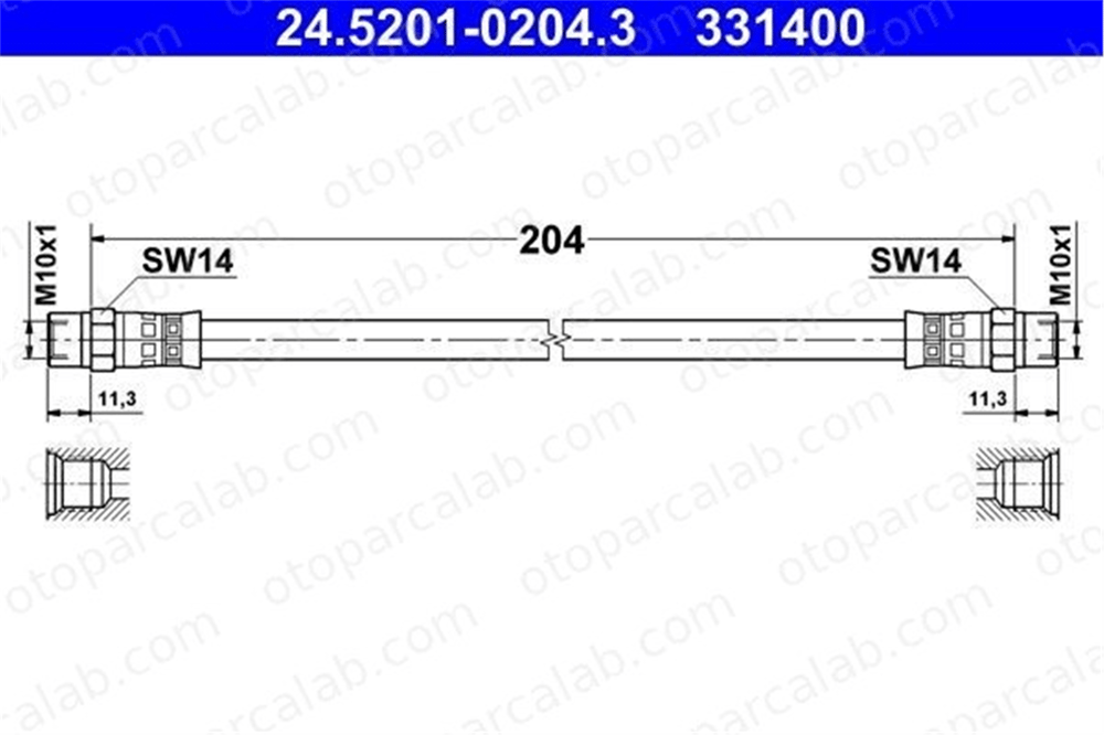 ATE 24.5201-0204.3 Fren Hortumu Arka Sağ veya Sol BMW 5 3 34321108135 34321113183