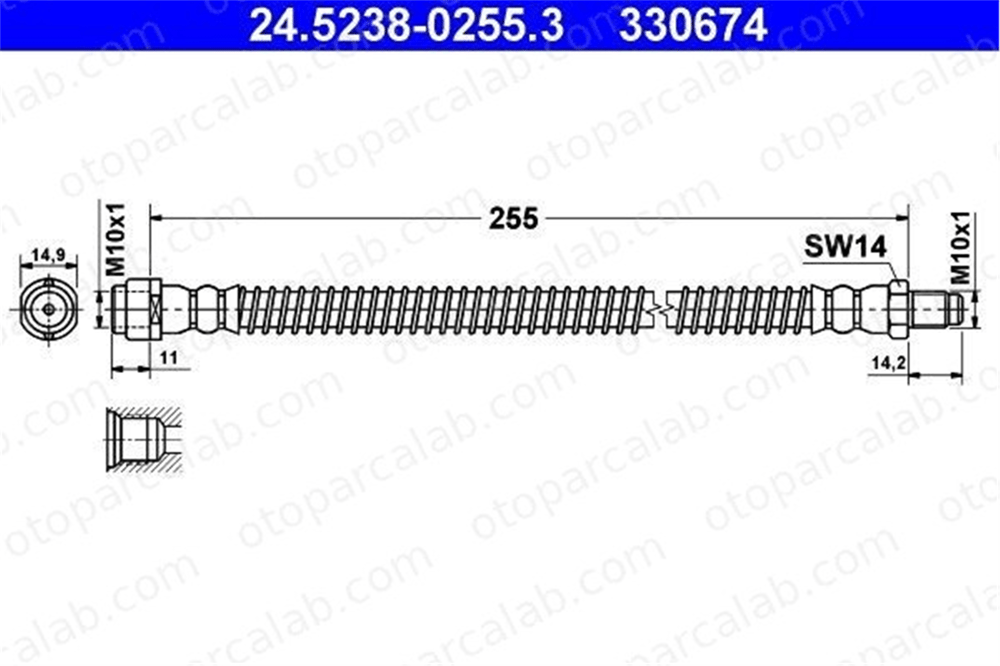 ATE 24.5238-0255.3 Fren Hortumu Arka Sağ veya Sol MERCEDES-BENZ E-SERISI E-SERISI T-Model A2114200648 2114200548