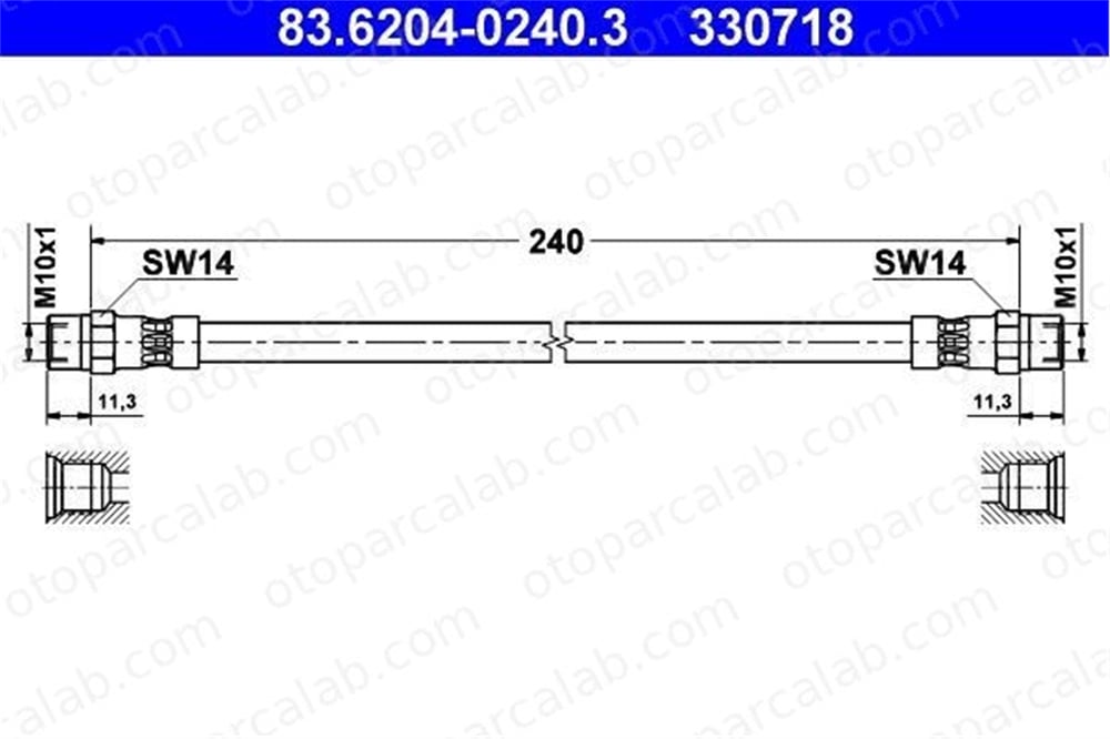 ATE 83.6204-0240.3 Fren Hortumu Arka Sağ veya Sol VOLVO 340-360 AUDI 100 C3 Sedan A0004282635