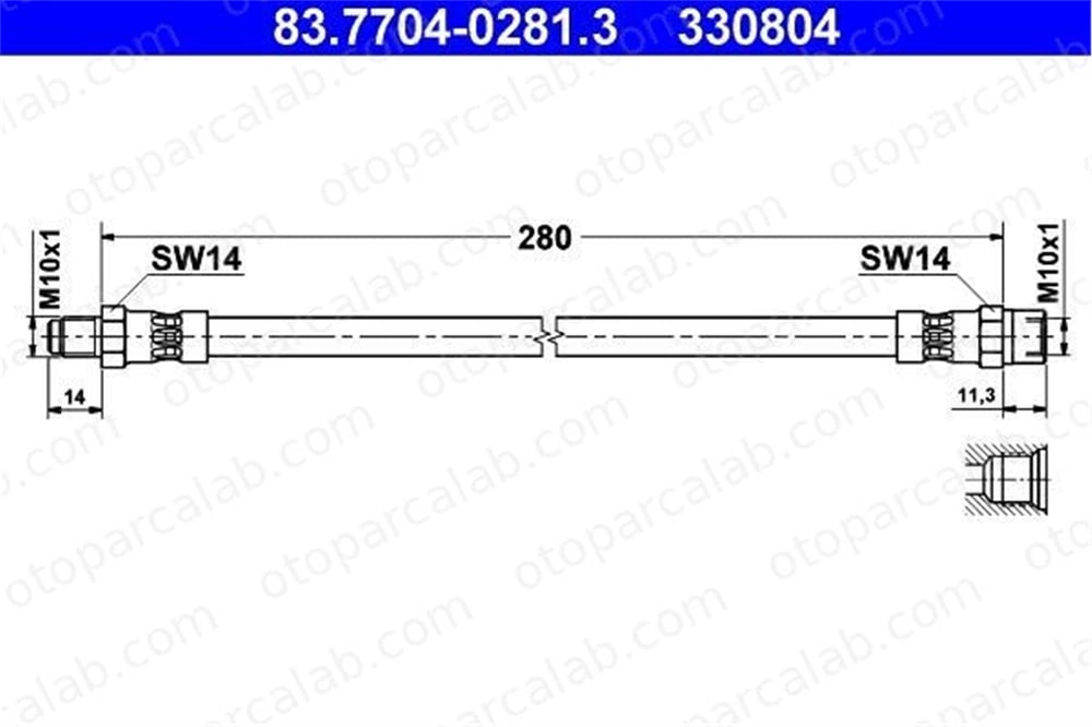 ATE 83.7704-0281.3 Fren Hortumu Arka Sağ veya Sol MERCEDES-BENZ 124 Sedan S-SERISI A1264280335