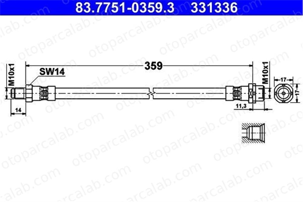ATE 83.7751-0359.3 Fren Hortumu Arka Sağ MINI MINI COUNTRYMAN MINI PACEMAN 34309804832