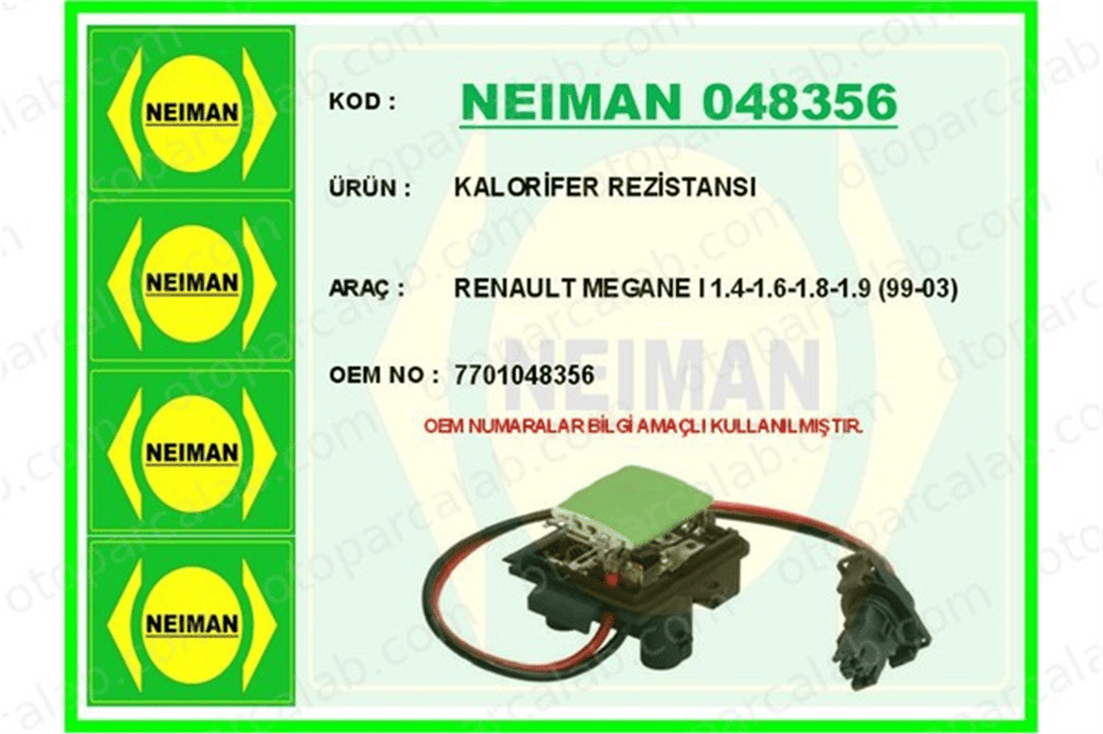 BESCHER 048356 Kalorifer Rezistansı RENAULT MEGANE I Classic 7701048356