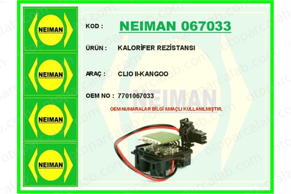 BESCHER 067033 Kalorifer Rezistansı RENAULT CLIO II THALIA I 7701067033