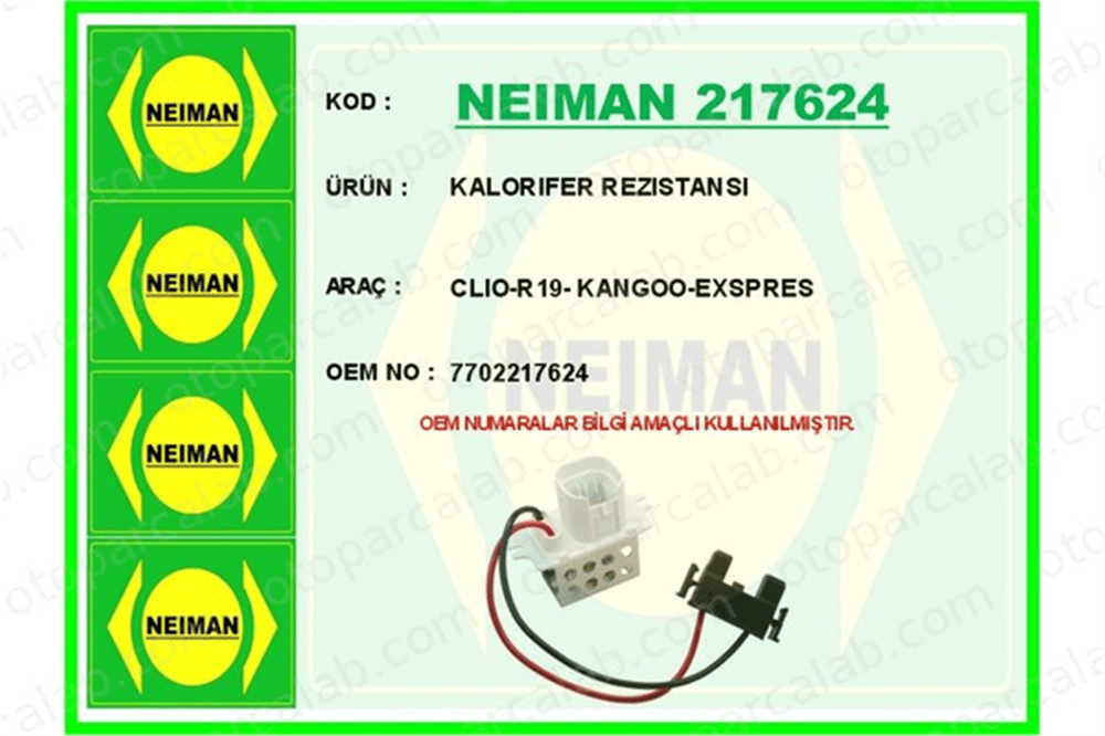 BESCHER 217624 Kalorifer Rezistansı RENAULT KANGOO Express CLIO II 7702217624