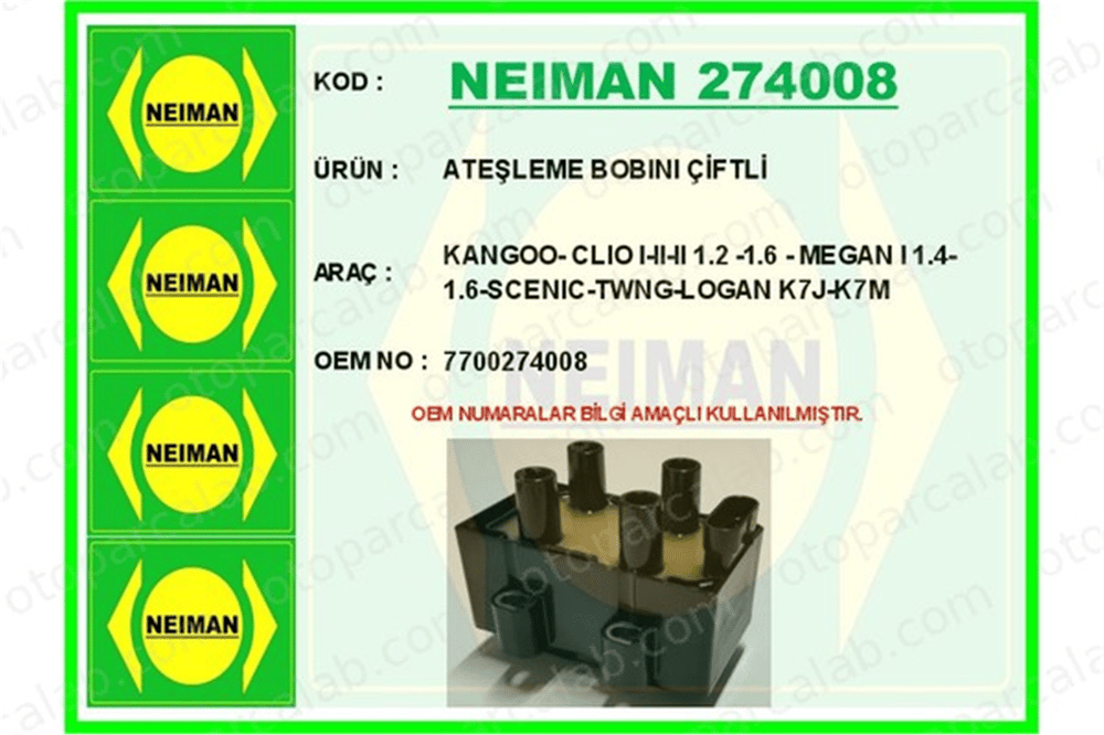 BESCHER 274008 Ateşleme Bobini RENAULT KANGOO Express DACIA LOGAN 7700274008 224336134R