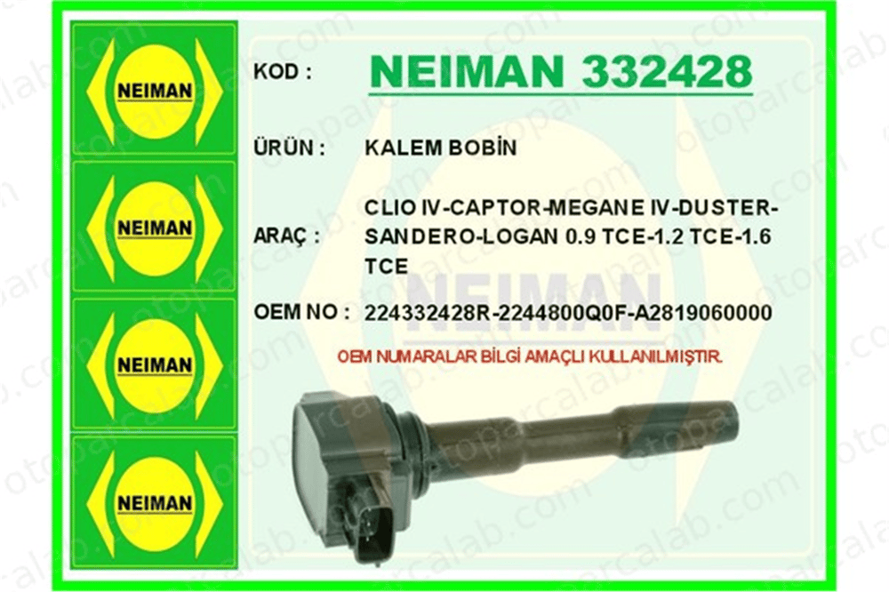 BESCHER 332428 Ateşleme Bobini DACIA DUSTER RENAULT CLIO IV 224332428R A2819060000