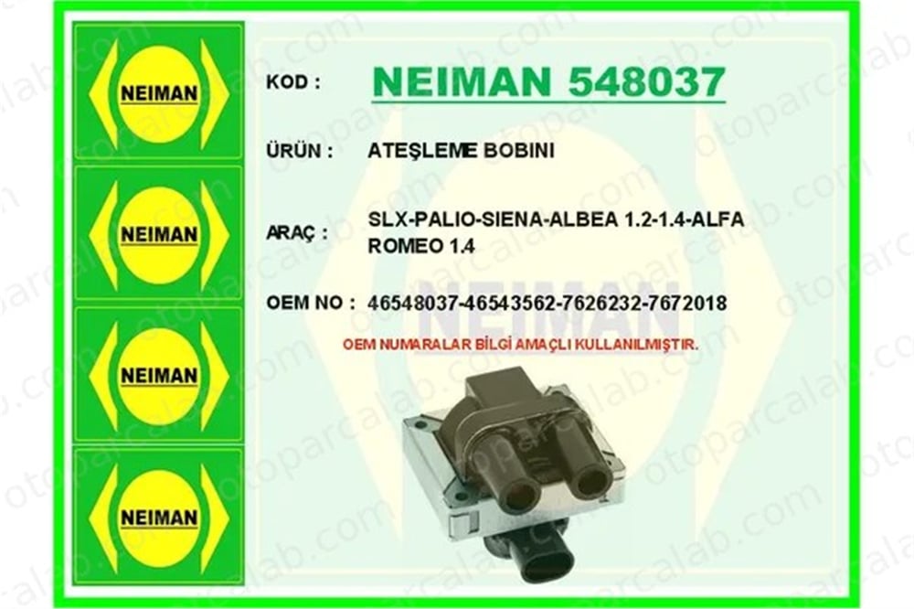 BESCHER 548037 Ateşleme Bobini FIAT PANDA CINQUECENTO 46548037 46543562