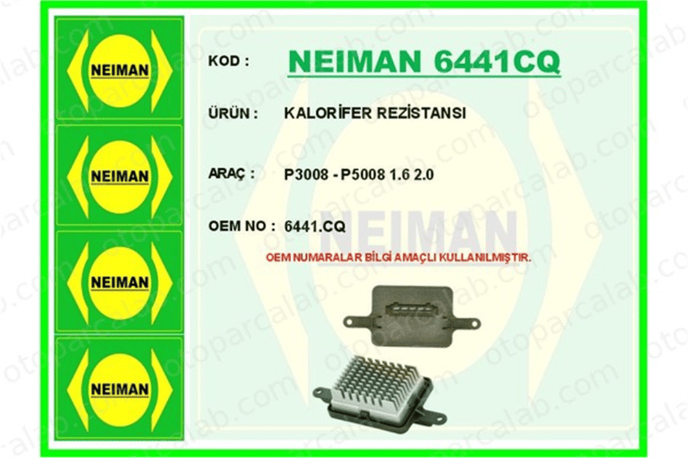 BESCHER 6441CQ Kalorifer Rezistansı PEUGEOT 3008 MPV 5008 6441CQ