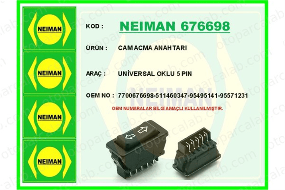 BESCHER 676698 Cam Açma Düğmesi Ön Sağ RENAULT FUEGO 7700676698 511460347