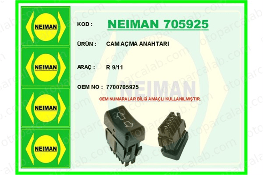 BESCHER 705925 Cam Açma Düğmesi Ön Sağ RENAULT 9 SUPER 5 7700705925 7700673247