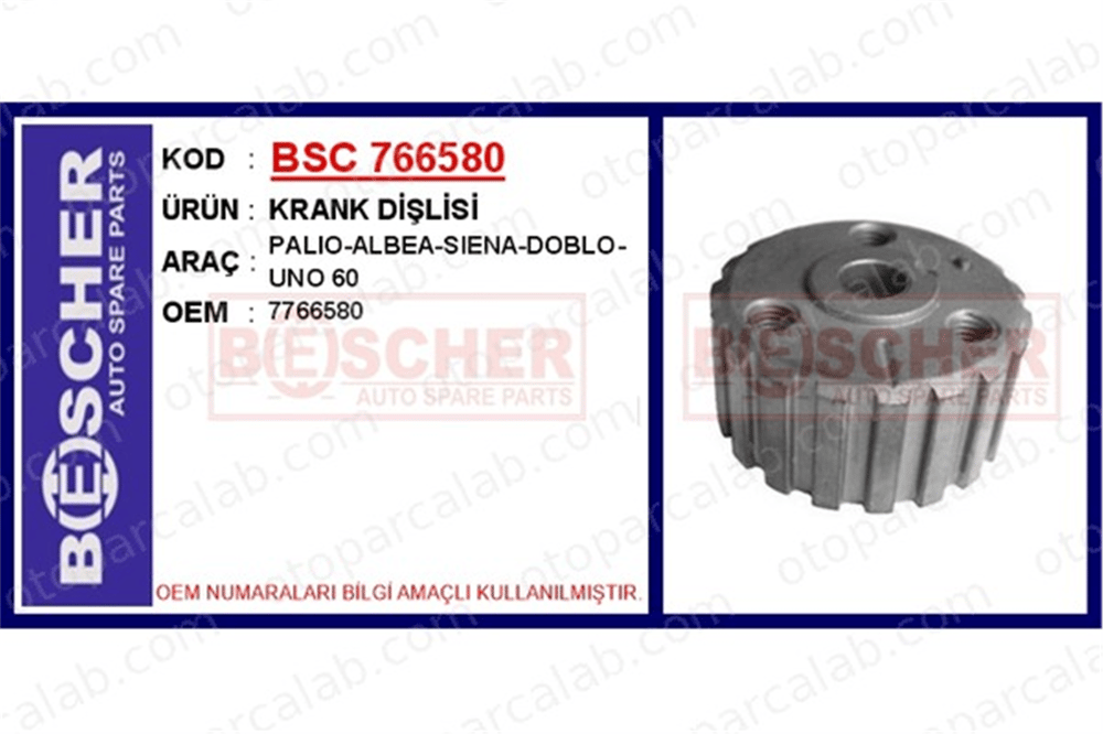 BESCHER 766580 Krank Dişli LANCIA Y10 FIAT PUNTO Cabrio 7766580