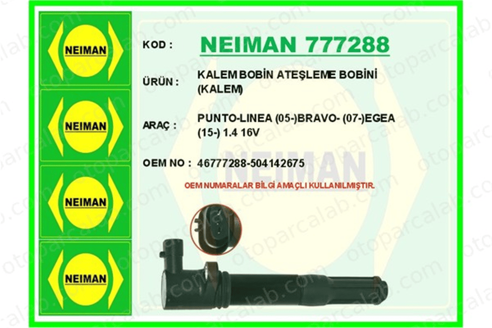 BESCHER 777288 Ateşleme Bobini FIAT 500 IVECO DAILY IV Platform şasi 46777288 504142675