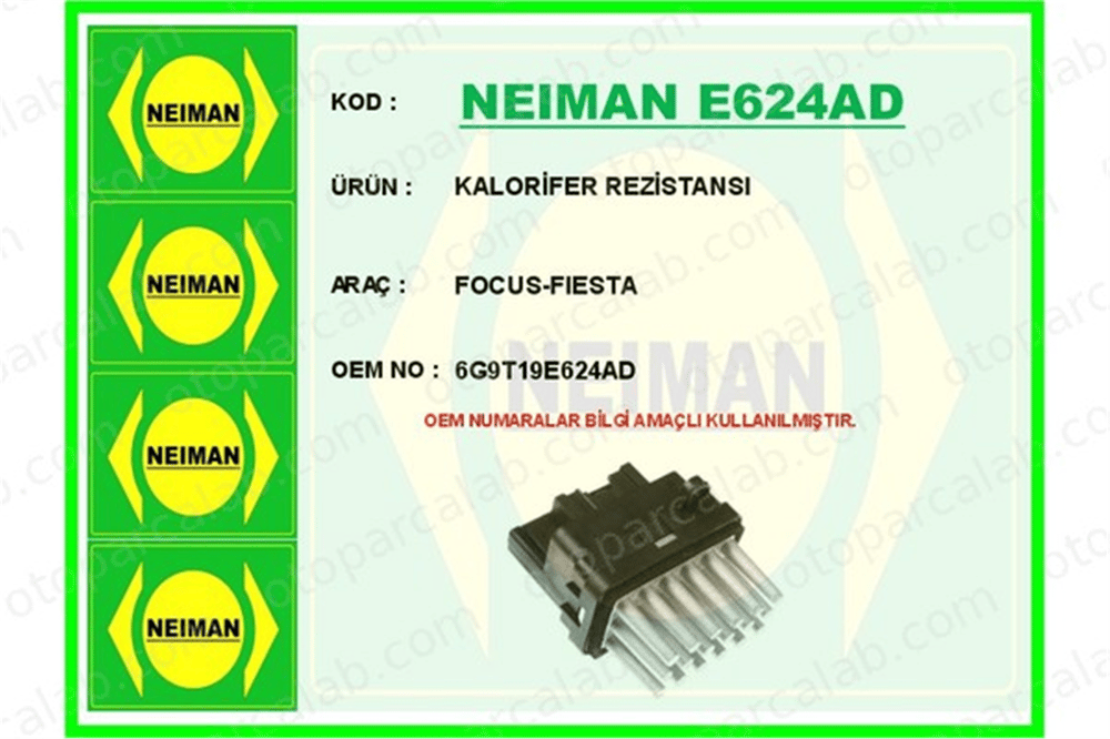 BESCHER E624AD Kalorifer Rezistansı FORD FIESTA VI MONDEO IV 6G9T19E624AD 1433503