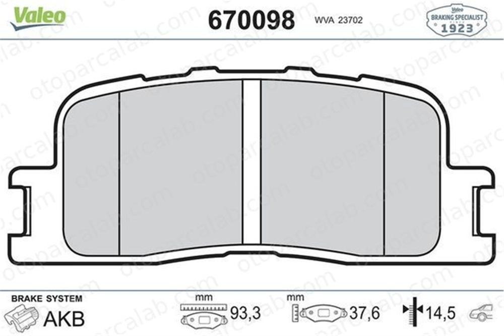 BESER 3911 Fren Disk Balata Arka BEŞER 3911 TOYOTA CAMRY Sedan 446633090 446633100