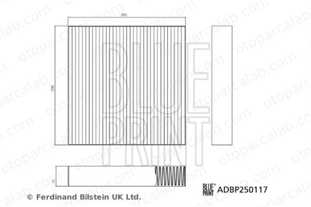 BLUE PRINT ADBP250117 Polen Filtresi BYD SEAL SEAL U | SONG PLUS PREMIUM | SEALION 6 12975843 13033891
