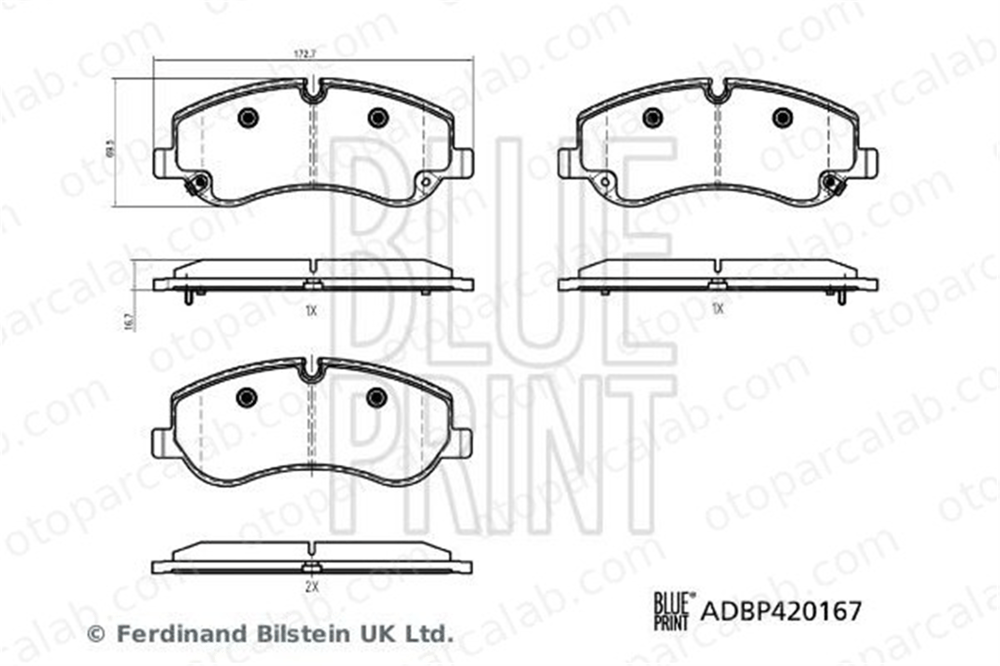 BLUE PRINT ADBP420167 Fren Disk Balata Ön MAXUS DELIVER 9 Panelvan/Van C00212539