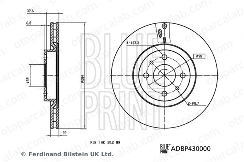 BLUE PRINT ADBP430000 Fren Disk Ayna Ön Sağ ve Sol FIAT MULTIPLA LANCIA DEDRA 46403958 46427947