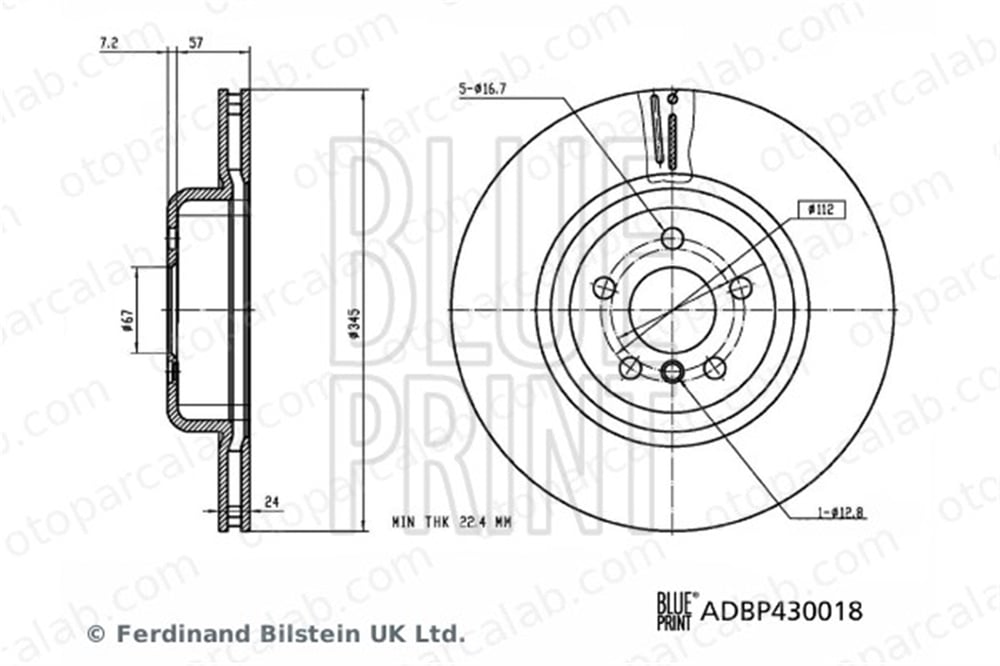 BLUE PRINT ADBP430018 Fren Disk Ayna Arka Sağ ve Sol BMW 5 5 Touring 34206880079 34216860925